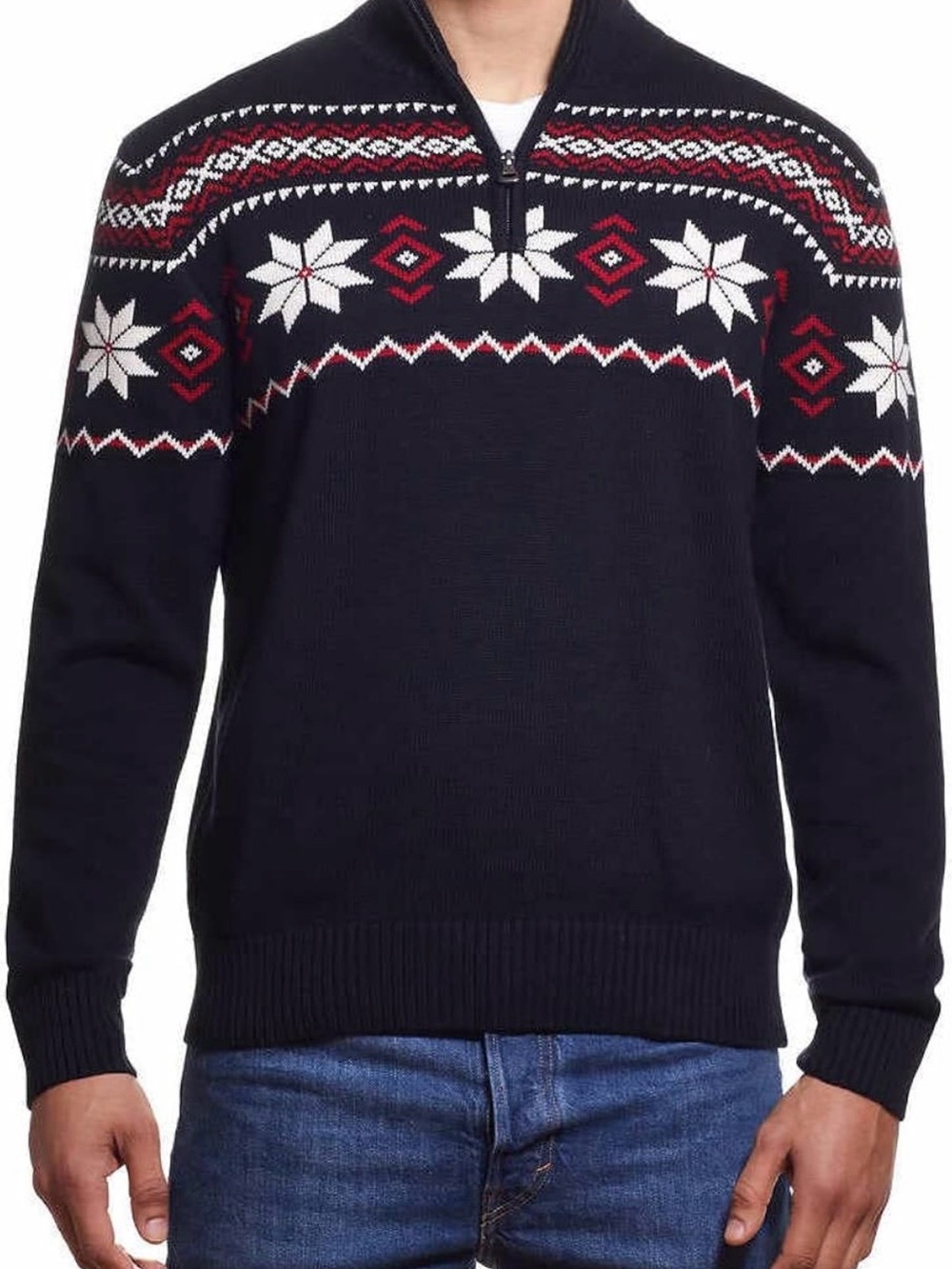 Weatherproof Vintage Fair Isle Nordic Quarter Zip Sweater — Men’s M